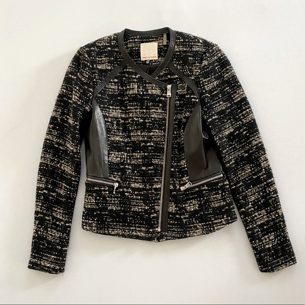 Rebecca Taylor Boucle Faux Leather Jacket 2
